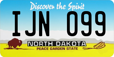 ND license plate IJN099