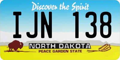 ND license plate IJN138