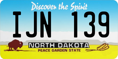 ND license plate IJN139