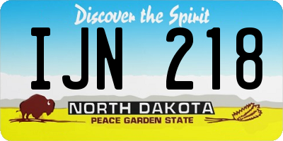 ND license plate IJN218