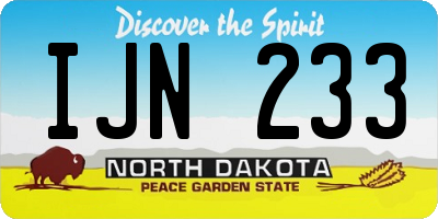 ND license plate IJN233