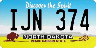 ND license plate IJN374