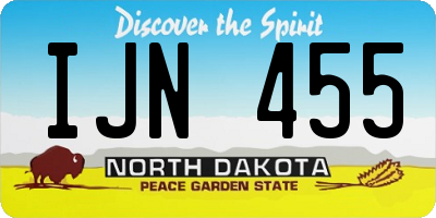 ND license plate IJN455