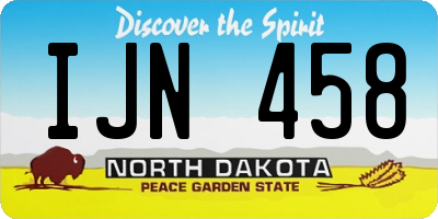 ND license plate IJN458