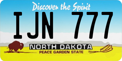 ND license plate IJN777