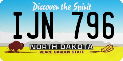 ND license plate IJN796