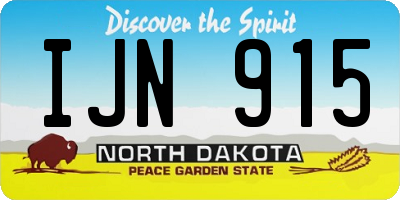ND license plate IJN915
