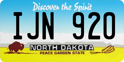 ND license plate IJN920