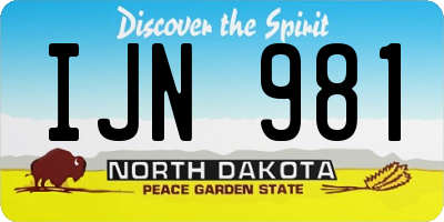 ND license plate IJN981