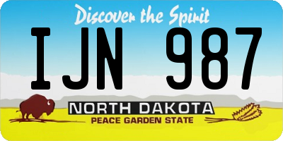 ND license plate IJN987