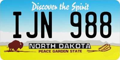 ND license plate IJN988