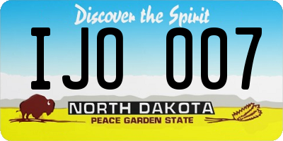 ND license plate IJO007