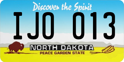 ND license plate IJO013