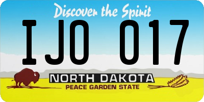 ND license plate IJO017