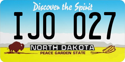 ND license plate IJO027
