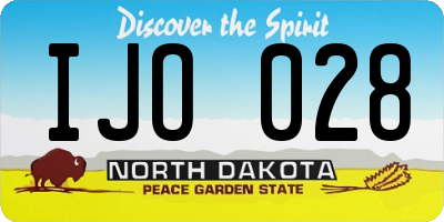 ND license plate IJO028