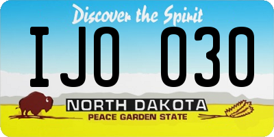 ND license plate IJO030