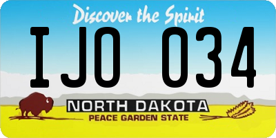 ND license plate IJO034