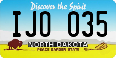 ND license plate IJO035