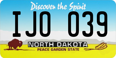 ND license plate IJO039