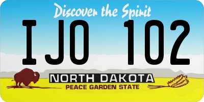 ND license plate IJO102