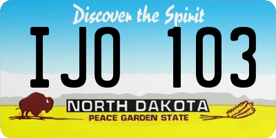 ND license plate IJO103