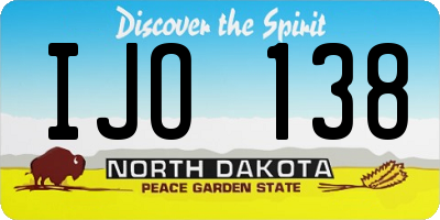 ND license plate IJO138