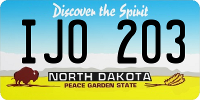 ND license plate IJO203