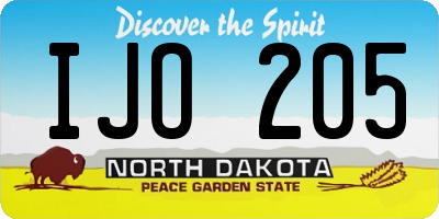 ND license plate IJO205