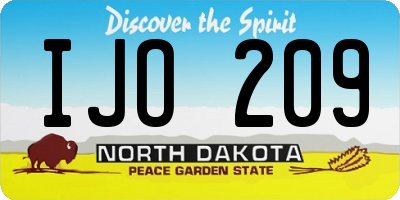 ND license plate IJO209