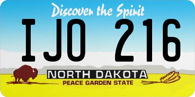 ND license plate IJO216
