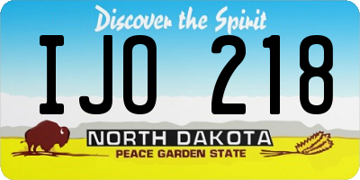 ND license plate IJO218
