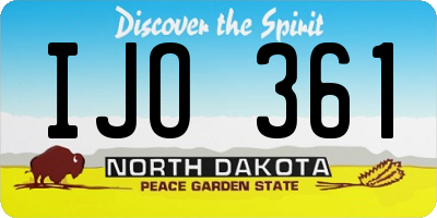 ND license plate IJO361