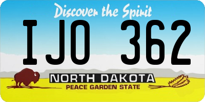 ND license plate IJO362