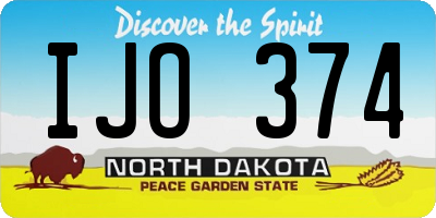 ND license plate IJO374