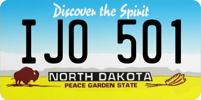ND license plate IJO501