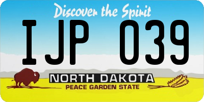 ND license plate IJP039