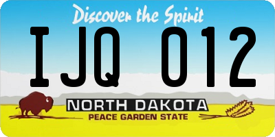 ND license plate IJQ012