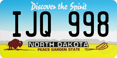 ND license plate IJQ998