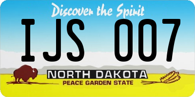 ND license plate IJS007