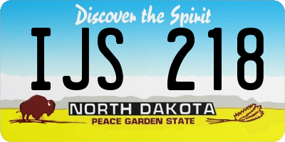 ND license plate IJS218