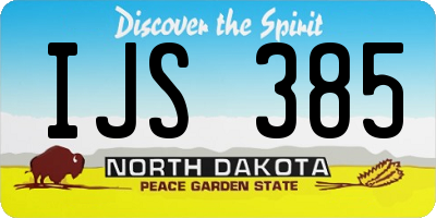 ND license plate IJS385