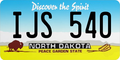 ND license plate IJS540
