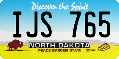 ND license plate IJS765