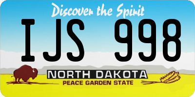 ND license plate IJS998