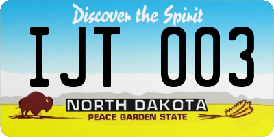 ND license plate IJT003