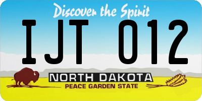 ND license plate IJT012