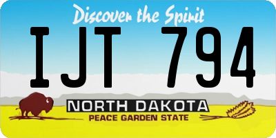 ND license plate IJT794