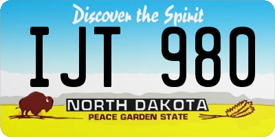 ND license plate IJT980