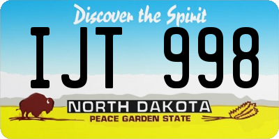 ND license plate IJT998